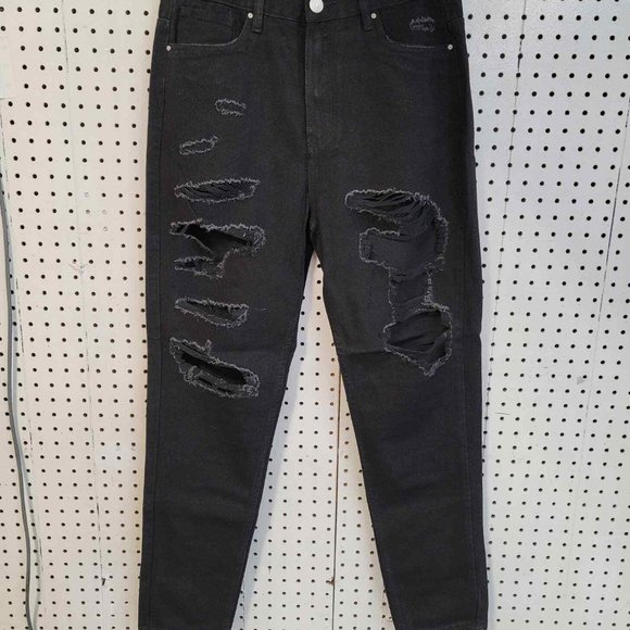 Refuge Denim Women's Classic High Rise Mom Jeans Distressed Black Sz 7 NWT - Picture 1 of 6